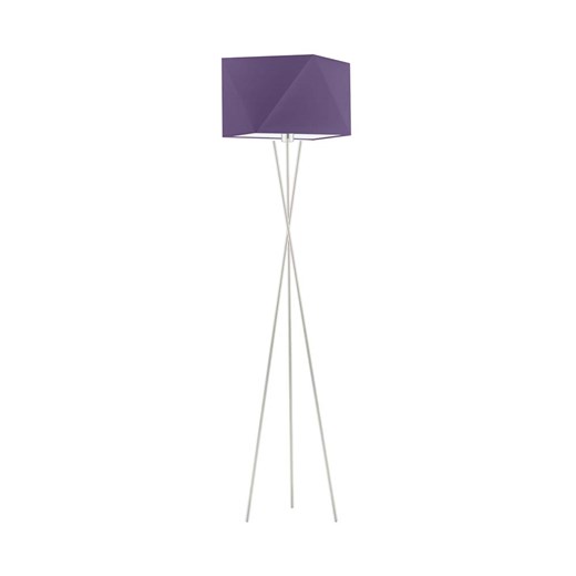 Srebrna lampa podłogowa na trójnogu w stylu arty deco DAKAR z fioletowym kloszem ze sklepu Lysne w kategorii Lampy podłogowe - zdjęcie 181838823