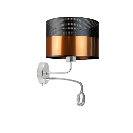 Chromowany kinkiet ścienny z panelem LED glamour z czarno-miedziantym abażurem LED CAPRI GLAM ze sklepu Lysne w kategorii Lampy ścienne - zdjęcie 181839134