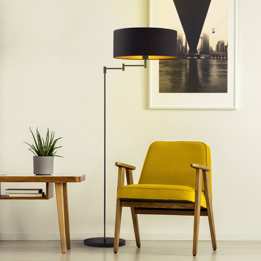 Czarna lampa stojąca LED do czytania w salonie CANCUN GOLD ze sklepu Lysne w kategorii Lampy podłogowe - zdjęcie 181839792