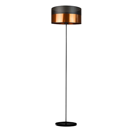 Czarna lampa stojąca do salonu do salonu WERONA GLAM z miedziano-czarnym abażurem ze sklepu Lysne w kategorii Lampy podłogowe - zdjęcie 181841800