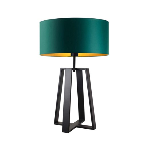 Designerska lampka nocna z abażurem w kolorze zieleni butelkowej THOR GOLD ze sklepu Lysne w kategorii Lampy stołowe - zdjęcie 181842331