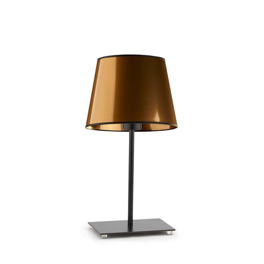 Miedziana lampa stołowa do salonu GENUA MIRROR na czarnej podstawie ze sklepu Lysne w kategorii Lampy stołowe - zdjęcie 181842980