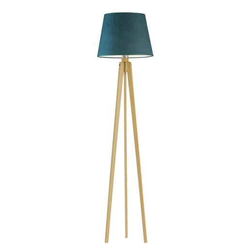 Drewniana lampa stojąca do salonu CURACAO VELUR ze sklepu Lysne w kategorii Lampy podłogowe - zdjęcie 181845553