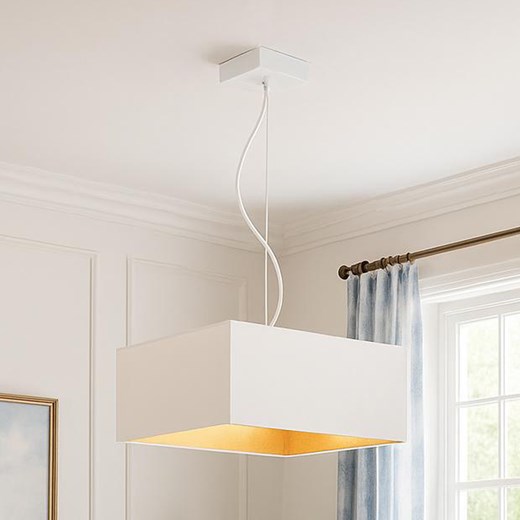 Pojedyncza lampa wisząca do salonu SANGRIA GOLD z białym abażurem ze złotym wnętrzem ze sklepu Lysne w kategorii Lampy wiszące - zdjęcie 181846061