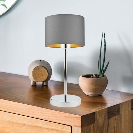 Lampa stołowa nocna skandynawska szara NICEA GOLD ze sklepu Lysne w kategorii Lampy stołowe - zdjęcie 181846271