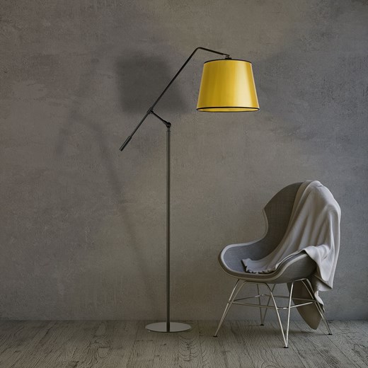Designerska lampa podłogowa w kolorze czarno-złotym FOYA MIRROR ze sklepu Lysne w kategorii Lampy podłogowe - zdjęcie 181847190