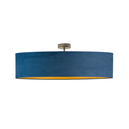 Designerska lampa przysufitowa GRENADA VELUR  fi - 80 cm - kolor granatowy ze złotym wnętrzem ze sklepu Lysne w kategorii Lampy sufitowe - zdjęcie 181849821