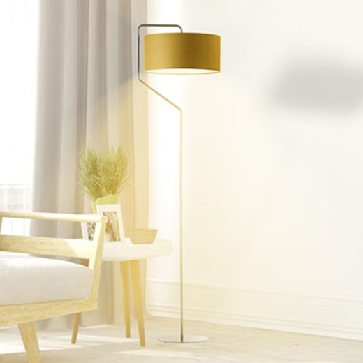Lampa podłogowa do salonu TESALLIA z musztardowym kloszem ze sklepu Lysne w kategorii Lampy podłogowe - zdjęcie 181850120