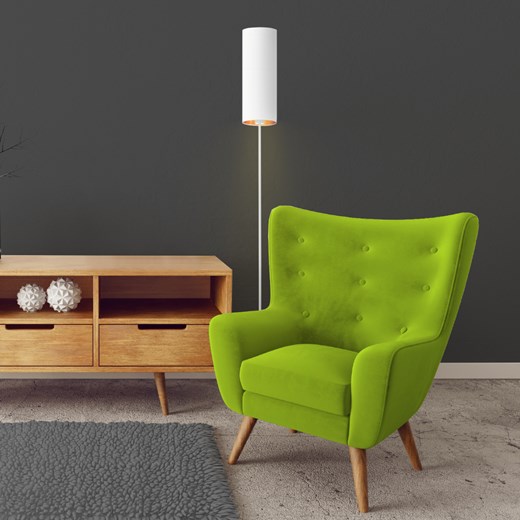 Biała lampa stojąca do salonu w stylu glamour FLORENCJA GOLD ze sklepu Lysne w kategorii Lampy podłogowe - zdjęcie 181851833
