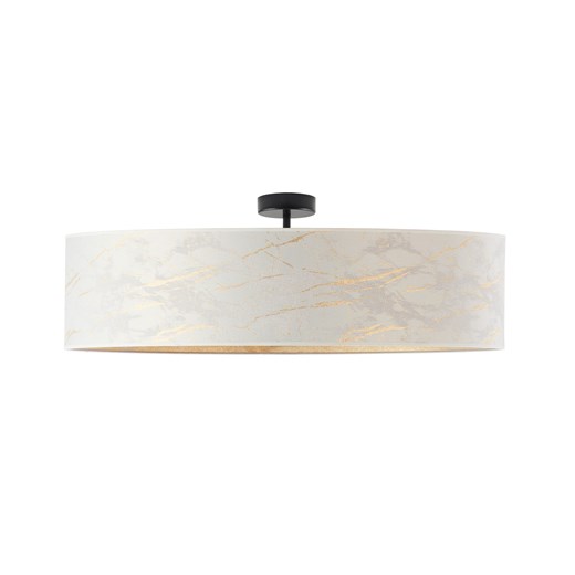 Stylowy plafon z tkaninowym abażurem imitującym marmur GRENADA MARMUR fi - 80 cm - kolor biały ze sklepu Lysne w kategorii Lampy sufitowe - zdjęcie 181853890