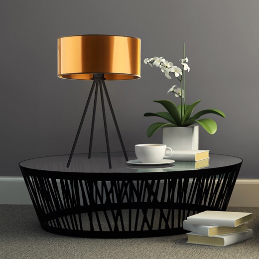 Designerska lampa stołowa czarno-miedziana SIERRA MIRROR ze sklepu Lysne w kategorii Lampy stołowe - zdjęcie 181856173