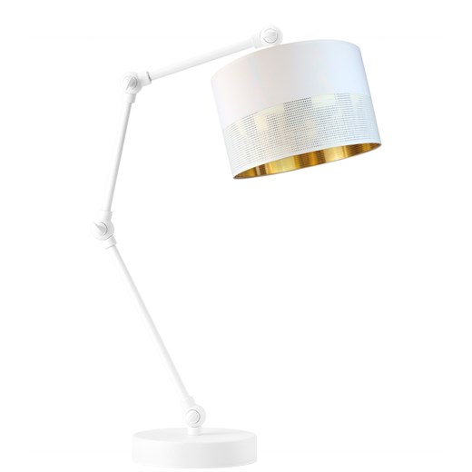 Biało-złota regulowana lampka nocna glamour ASMARA GLAM ze sklepu Lysne w kategorii Lampy stołowe - zdjęcie 181856390