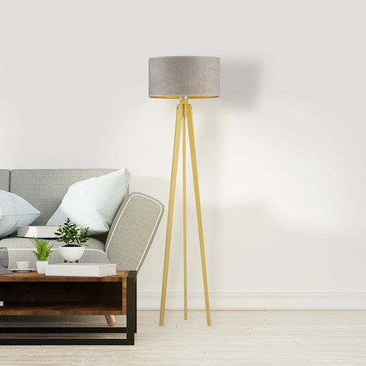 Lampa podłogowa na drewnianych nogach MIAMI VELUR ze sklepu Lysne w kategorii Lampy podłogowe - zdjęcie 181856612