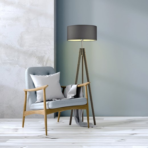 Lampa stojąca drewniana do salonu HAITI w kolorze szarości ze sklepu Lysne w kategorii Lampy podłogowe - zdjęcie 181857602
