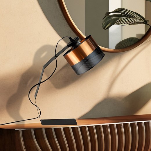 Designerska lampa biurkowa miedziana glamour HAGA GLAM ze sklepu Lysne w kategorii Lampy stołowe - zdjęcie 181858264