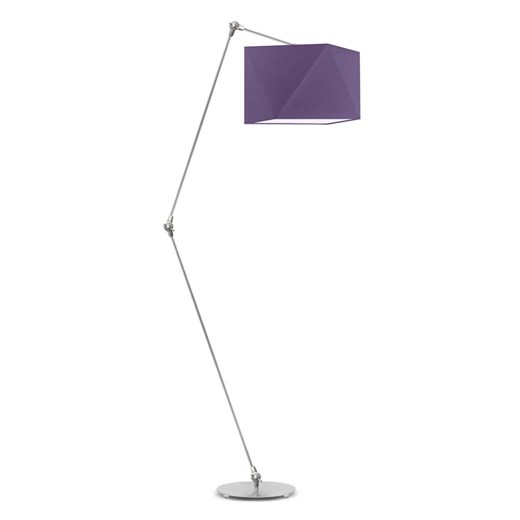Srebrna lampa podłogowa na wysięgniku ruchomym OSAKA z fioletowym abażurem ze sklepu Lysne w kategorii Lampy podłogowe - zdjęcie 181859590