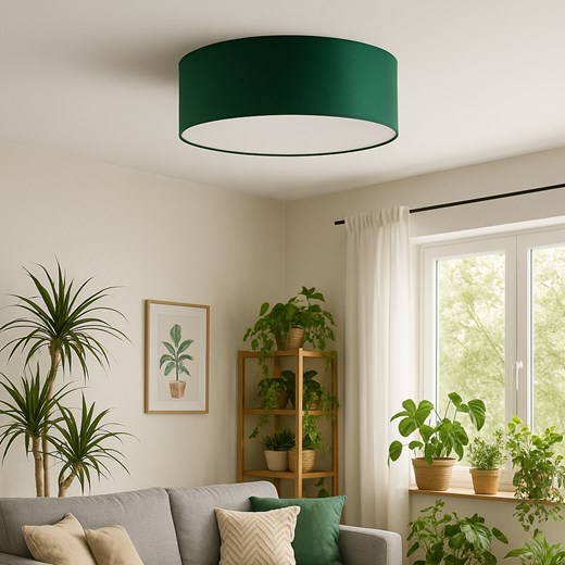 Elegancki plafon sufitowy do salonu w kolorze butelkowej zieleni DUBAJ fi - 60 cm ze sklepu Lysne w kategorii Lampy sufitowe - zdjęcie 181859870