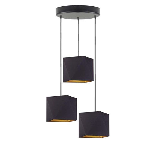 Czarna 3-punktowa lampa wisząca do salonu MAJORKA GOLD ze sklepu Lysne w kategorii Lampy wiszące - zdjęcie 181861653