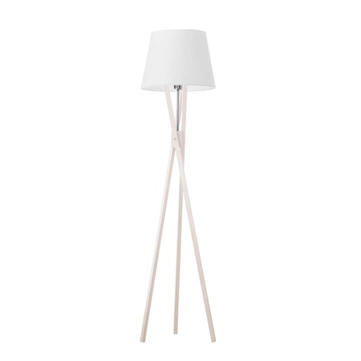 Biała lampa stojąca na drewnianej podstawie ANDORA ze sklepu Lysne w kategorii Lampy podłogowe - zdjęcie 181861931