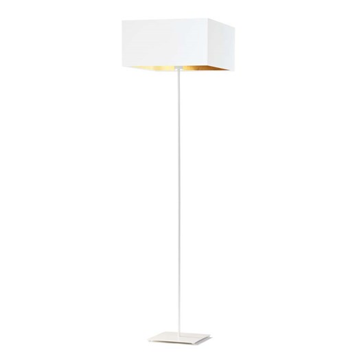 Biała lampa stojąca do sypialni PRAGA GOLD z kwadratowym abażurem 40x40 ze sklepu Lysne w kategorii Lampy podłogowe - zdjęcie 181862522
