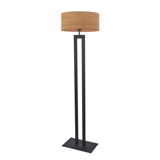 Czarna lampa stojąca do salonu KALIFORNIA ECO z designerskim kloszem w kolorze dąb sonoma ze sklepu Lysne w kategorii Lampy podłogowe - zdjęcie 181863274