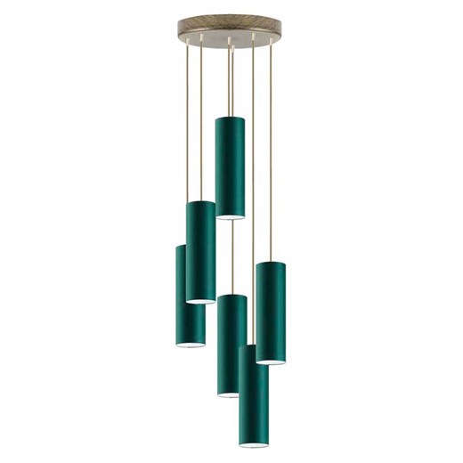 Złota lampa wisząca kaskadowa w stylu urban jungle MONACO z kloszami w kolorze zieleni butelkowej ze sklepu Lysne w kategorii Lampy wiszące - zdjęcie 181863313