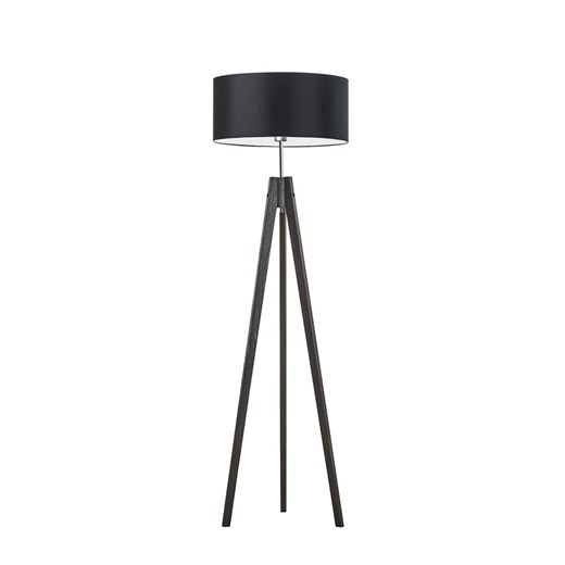 Czarna lampa stojąca z drewna na trójnogu do salonu HAITI ze sklepu Lysne w kategorii Lampy podłogowe - zdjęcie 181863871