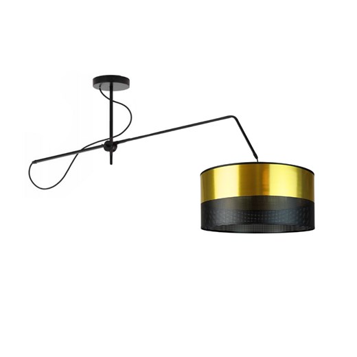 Czarna lampa sufitowa na wysięgniku ruchomym RIO GLAM ze złotym abażurem 40 cm ze sklepu Lysne w kategorii Lampy sufitowe - zdjęcie 181864871