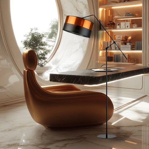 Designerska lampa podłogowa na wysięgniku ruchomym do gabinetu LIBERIA GLAM ze sklepu Lysne w kategorii Lampy podłogowe - zdjęcie 181865080