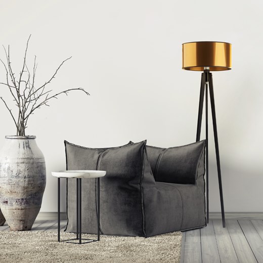 Drewniana lampa stojąca na trójnogu w stylu loft MIAMI MIRROR ze sklepu Lysne w kategorii Lampy podłogowe - zdjęcie 181867522