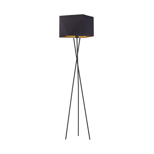 Czarna lampa stojąca na trójnogu do salonu DAKAR GOLD ze sklepu Lysne w kategorii Lampy podłogowe - zdjęcie 181870182