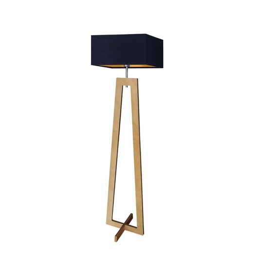 Drewniana lampa stojąca z geometryczną podstawą JAWA GOLD ze sklepu Lysne w kategorii Lampy podłogowe - zdjęcie 181870551