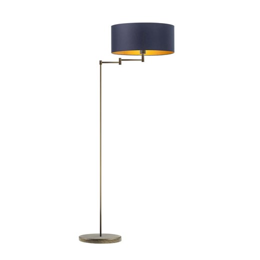 Złota lampa podłogowa na wysięgniku do salonu CANCUN GOLD z granatowym abażurem ze złotym wnętrzem ze sklepu Lysne w kategorii Lampy podłogowe - zdjęcie 181870564