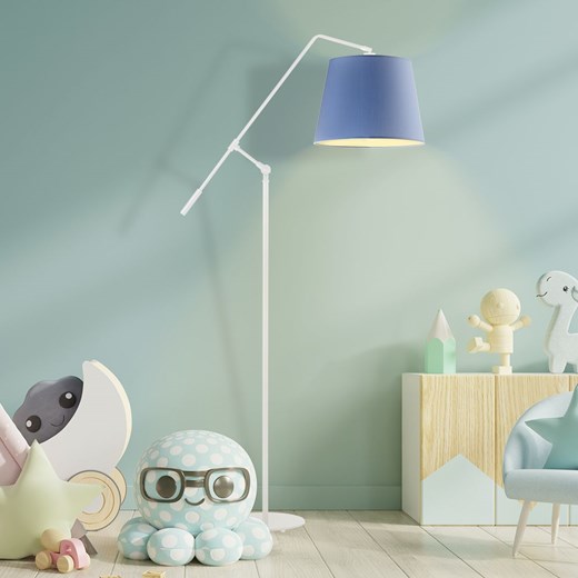 Biała lampa stojąca dla dzieci z niebieskim kloszem FOYA ze sklepu Lysne w kategorii Lampy dziecięce - zdjęcie 181872183