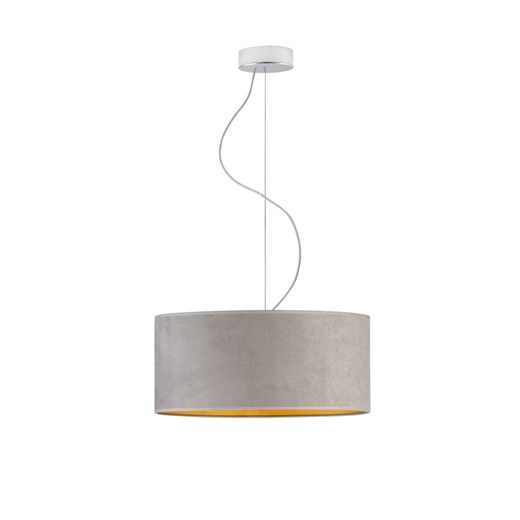 Regulowana lampa wisząca HAJFA VELUR fi - 40 cm - kolor szary ze złotym wnętrzem ze sklepu Lysne w kategorii Lampy wiszące - zdjęcie 181872580