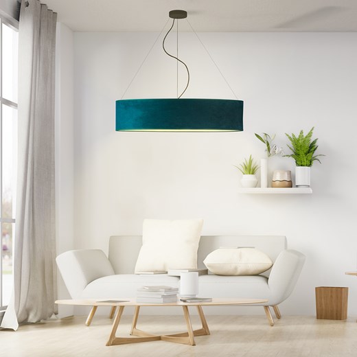 Nowoczesna lampa wisząca z welurowym abażurem PORTO VELUR fi - 80 cm - kolor zieleń butelkowa ze sklepu Lysne w kategorii Lampy wiszące - zdjęcie 181873040