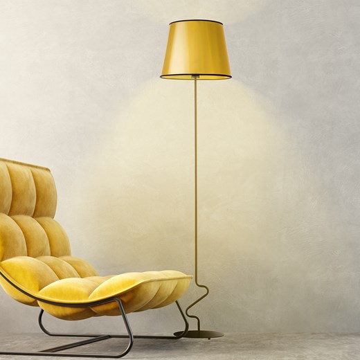 Czarno-złota lampa podłogowa w stylu glamour SURAT MIRROR ze sklepu Lysne w kategorii Lampy podłogowe - zdjęcie 181873210