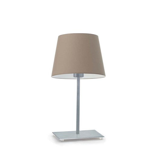 Srebrna lampa stołowa z beżowym abażurem GENUA ze sklepu Lysne w kategorii Lampy stołowe - zdjęcie 181876441