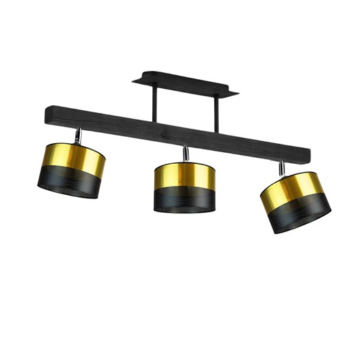 Drewniana lampa sufitowa regulowana HOLLYWOOD GLAM czarna ze złotymi elementami ze sklepu Lysne w kategorii Lampy wiszące - zdjęcie 181877804