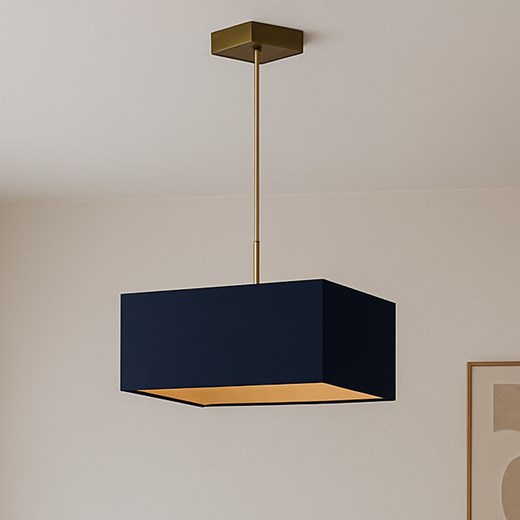 Nowoczesna lampa wisząca nad stół BOGOTA GOLD z granatowym abażurem ze złotym wnętrzem ze sklepu Lysne w kategorii Lampy wiszące - zdjęcie 181878823