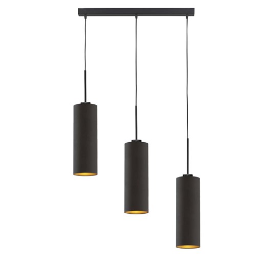 Czarna lampa wisząca BORNEO GOLD z trzema podłużnymi kloszami ze złotym wnętrzem ze sklepu Lysne w kategorii Lampy wiszące - zdjęcie 181880332