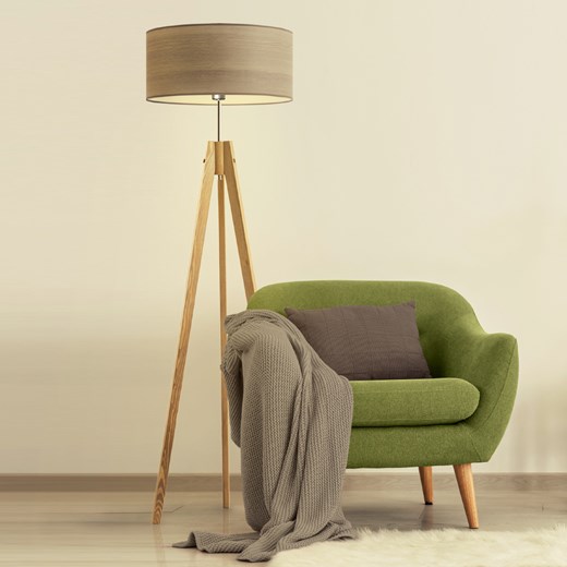 Drewniana lampa stojąca na trójnogu do salonu HAITI ECO ze sklepu Lysne w kategorii Lampy podłogowe - zdjęcie 181882112