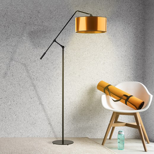 Czarna lampa stojąca w stylu loft LIBERIA MIRROR w regulowanym wysięgnikiem ze sklepu Lysne w kategorii Lampy podłogowe - zdjęcie 181884044