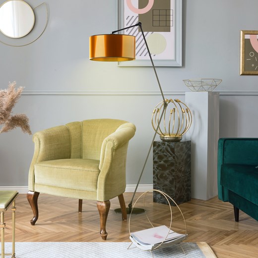 Czarna lampa stojąca do salonu BARI MIRROR z miedzianymi detalami ze sklepu Lysne w kategorii Lampy podłogowe - zdjęcie 181885222