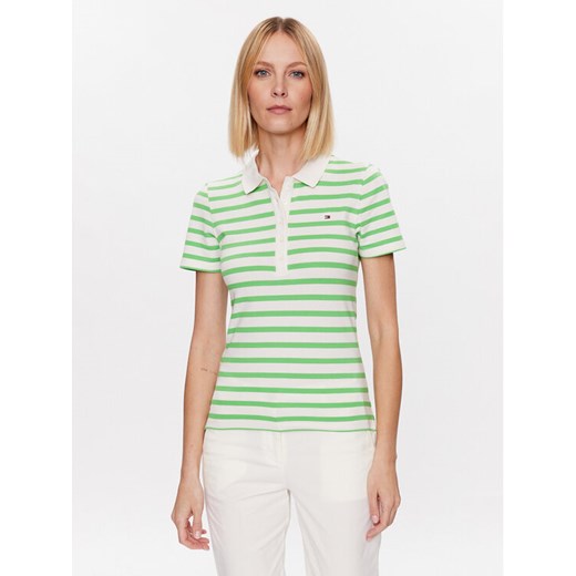 Tommy Hilfiger Polo 1985 WW0WW39530 Zielony Slim Fit ze sklepu MODIVO w kategorii Bluzki damskie - zdjęcie 181886690