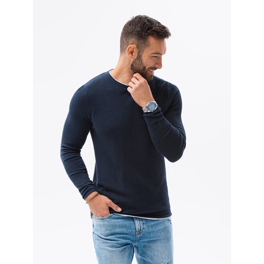 Sweter męski - granatowy V10 E121 ze sklepu ombre w kategorii Swetry męskie - zdjęcie 181907264