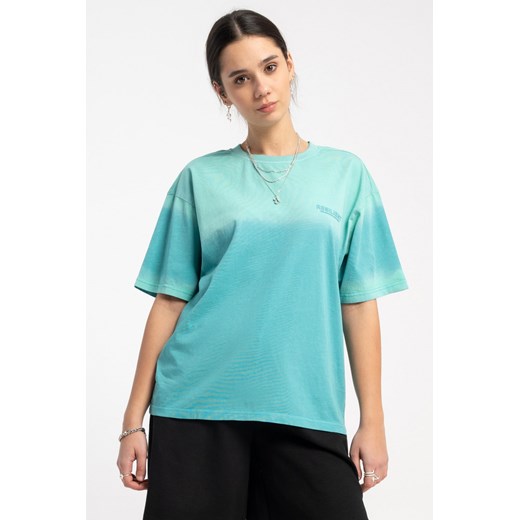 Turkusowy t-shirt z efektem sprayowania, kolor - niebieski, rozmiar - 140 ze sklepu REPORTER w kategorii Bluzki dziewczęce - zdjęcie 181907463