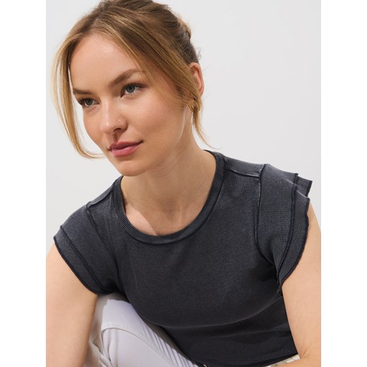 Mohito - Szara bluzka z falbaną - szary Mohito L Mohito