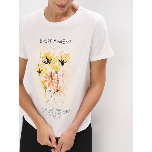 Mohito - T-shirt z nadrukiem i napisem - biały Mohito S Mohito