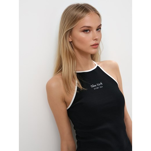 Mohito - Czarny top z dekoltem halter - czarny Mohito XS Mohito